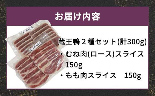 蔵王鴨スライスセット計300g（モモ150g・ロース150g）　鴨 鴨肉 スライス 小分け ロース もも肉 蔵王【04301-0289】