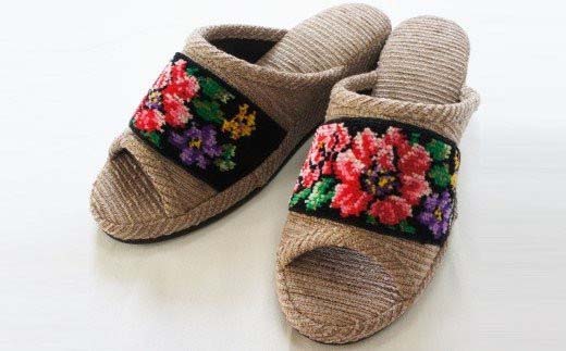 シェニーモール織ヒールスリッパ（約23.5cmまで）＜カラー：ブラック＞　【04301-0364】