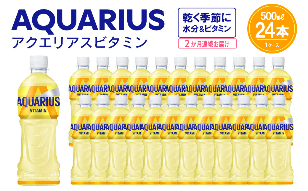 【2か月連続お届け】アクエリアス ビタミン　500ml PET×24本　【04301-0684】