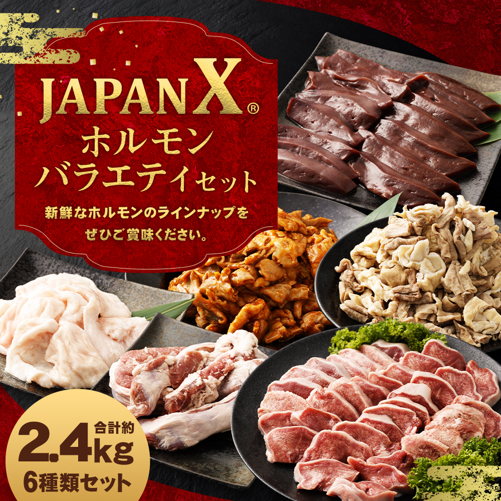 JAPAN X ホルモンバラエティセット2.4kg(モツタンレバーハラミテッポウ）　【04301-0070】