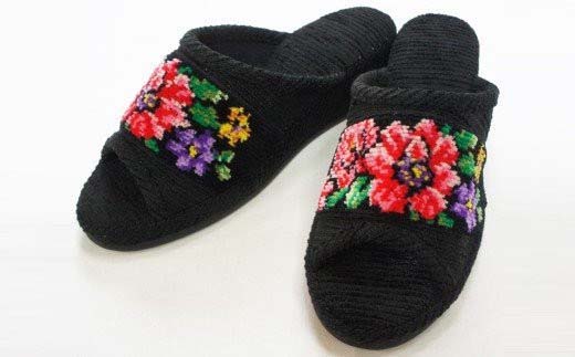 シェニーモール織ヒールスリッパ（約23.5cmまで）＜カラー：レッド＞　【04301-0364】