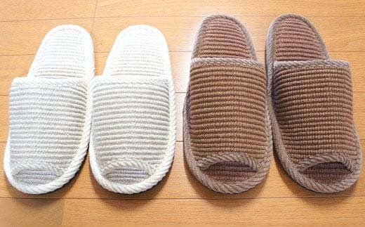スリッパ2足セット　＜インドコットン・フェルト底・M（約25cm）Lサイズ（約27cmまで）＞　【04301-0350】