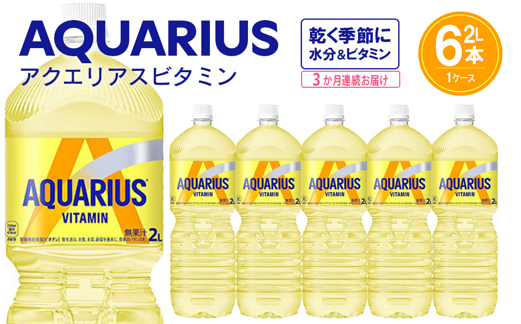 【3か月連続お届け】アクエリアス ビタミン　2L PET×6本　【04301-0679】