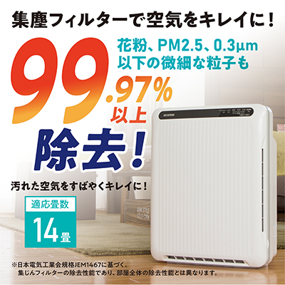 空気清浄機 コンパクト 14畳 PMAC-100-S アイリスオーヤマ ホコリセンサー付 空気清浄器 タバコ 14畳 花粉対策 PM2.5対策 脱臭 消臭 イオン発生 静音 一人暮らし