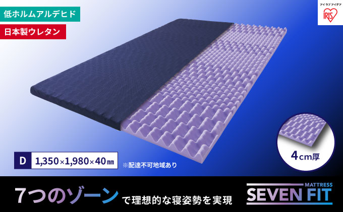 セブンフィットマットレス4cm ダブル UMPZ74-D アイリスオーヤマ 寝具 敷布団 敷き布団 快眠 睡眠 寝室 ベット 日用品