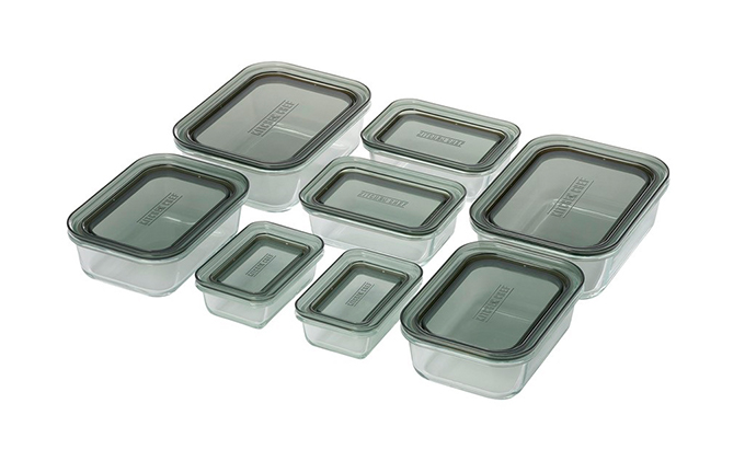 耐熱ガラス容器 8点セット TGS-8S クリアブラック 保存容器 耐熱ガラス 耐熱 ガラス 容器 フタ付き 蓋 レンジ オーブン 透明 アイリスオーヤマ 調理器具 