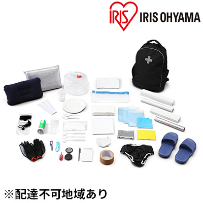 防災グッズ 1人用 防災セット 33点 BRS-33 ブラック アイリスオーヤマ 防災リュック 防災バッグ 携帯トイレ ウォータータンク 一人用 防災 地震 災害対策 準備 必需品 災害 避難 備蓄 大雨 停電