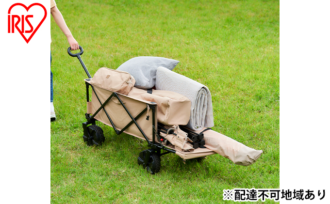 アウトドアワゴン キャリーワゴン キャリーカート 荷物 運搬 キャンプ 収納 ODW-980 ベージュ アイリスオーヤマ 台車 折りたたみ 大容量 レジャー 耐久性 コンパクト