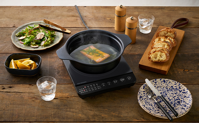 IHクッキングヒーター 鍋セット IHKP-T39220-B ブラック 卓上 1000W コンロ IHコンロ コンパクト 火力 鍋 加熱 揚げ物 アイリスオーヤマ 調理家電 キッチン家電 