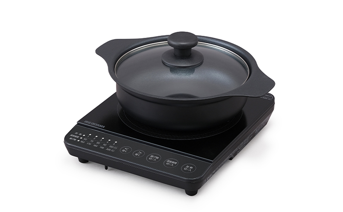 IHクッキングヒーター 鍋セット IHKP-T39220-B ブラック 卓上 1000W コンロ IHコンロ コンパクト 火力 鍋 加熱 揚げ物 アイリスオーヤマ 調理家電 キッチン家電 