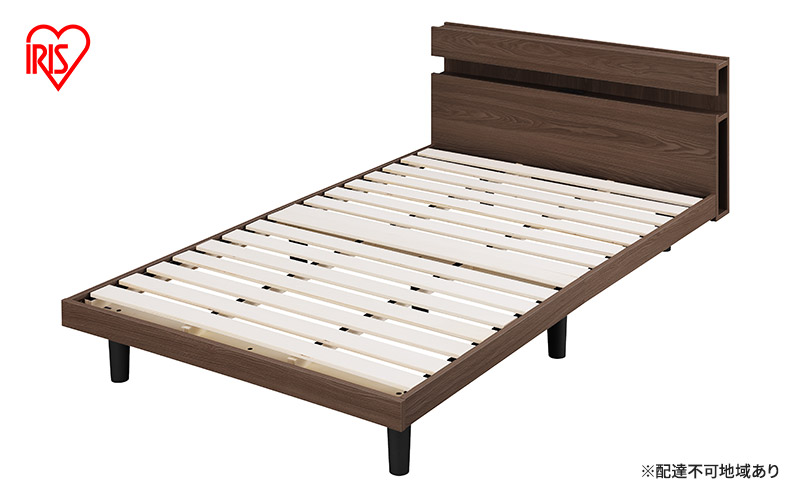 すのこベッド ウォールナット ベッド SNBS-SD アイリスオーヤマ セミダブル すのこ ベッド スノコ ベッドフレーム ヘッドボード 収納 棚 コンセント付き インテリア 寝室