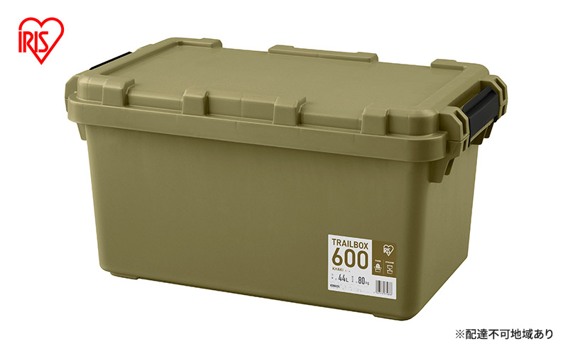 収納ボックス 44L 収納ケース TRAILBOX600 TRB-600 カーキ アイリスオーヤマ コンテナボックス 蓋付き ストッカー バックル付き アウトドア キャンプ レジャー 車用 ボックス 工具 屋外 防災 雑貨 日用品 備蓄用
