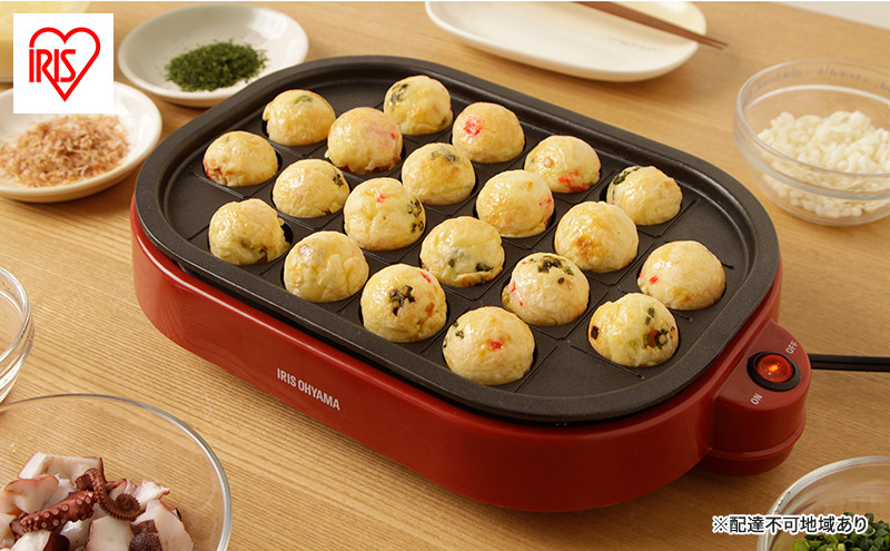 ホットプレート たこ焼き器 タコ焼き器 アイリスオーヤマ たこ焼き2WAYプレート ITY-20WA-R レッド たこ焼きプレート 平面プレート フッ素加工 家庭用 卓上 たこ焼き 20穴 丸形 丸型 調理家電 新生活 キッチン用品 食欲の秋特集