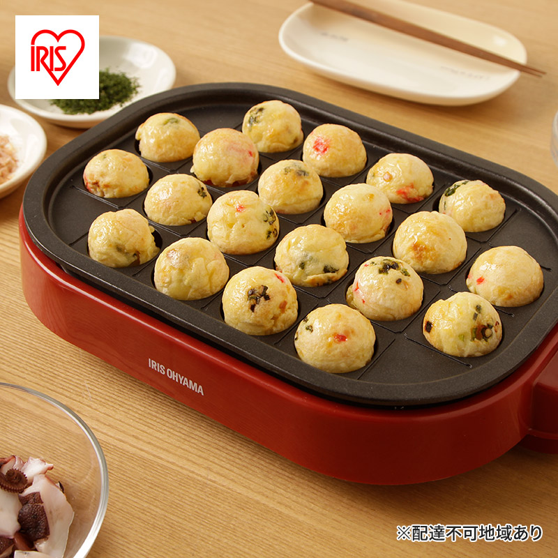 ホットプレート たこ焼き器 タコ焼き器 アイリスオーヤマ たこ焼き2WAYプレート ITY-20WA-R レッド たこ焼きプレート 平面プレート フッ素加工 家庭用 卓上 たこ焼き 20穴 丸形 丸型 調理家電 新生活 キッチン用品 食欲の秋特集 
