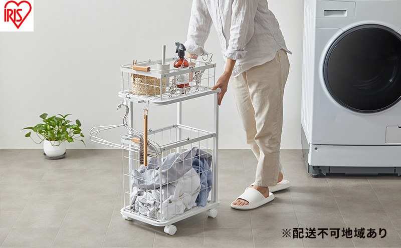 ランドリーラック バスケット ランドリーバスケットワゴン 2段 LBW-452 ホワイト 台車 ワゴン キャスター付き 41.5L 北欧 おしゃれ 洗濯 洗面所 脱衣所 収納 ラック アイリスオーヤマ インテリア