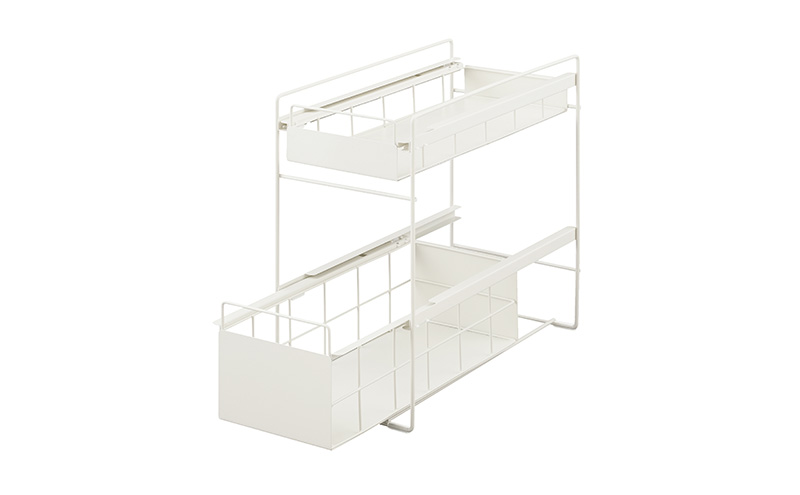 シンク下 収納 引き出し スライド ラック スリム SSR-200 ホワイト アイリスオーヤマ 調味料 調味料ラック シンク下収納バスケット 隙間収納 キッチン 台所 収納棚 2段 おしゃれ 省スペース 