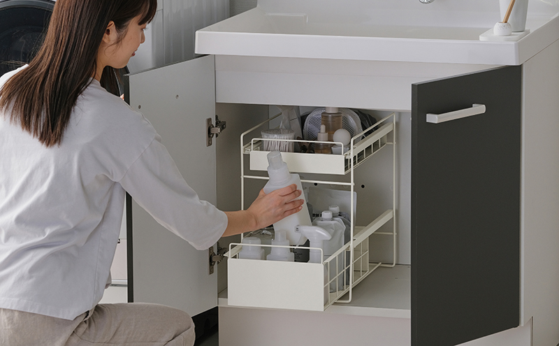 シンク下 収納 引き出し スライド ラック SSR-270 ホワイト アイリスオーヤマ 調味料 調味料ラック シンク下収納バスケット 隙間収納 キッチン 台所 収納棚 2段 おしゃれ 省スペース 新生活 