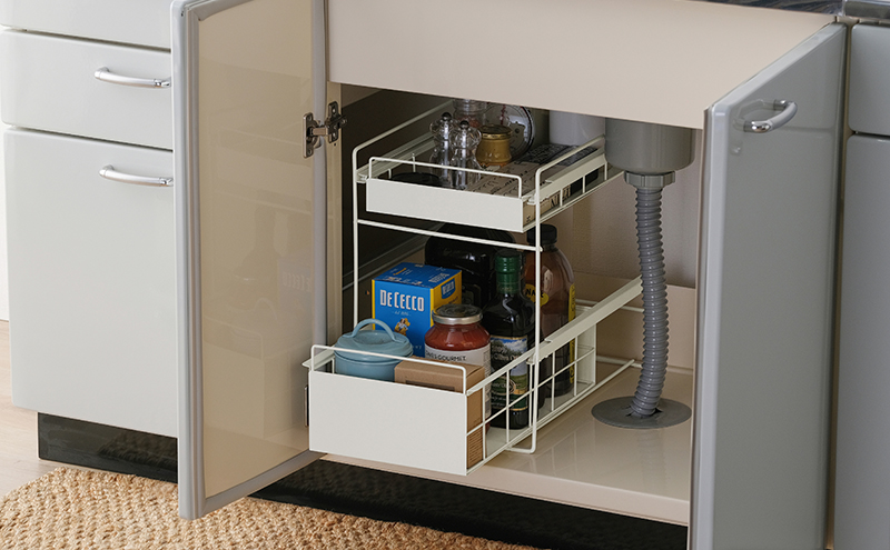 シンク下 収納 引き出し スライド ラック SSR-270 ホワイト アイリスオーヤマ 調味料 調味料ラック シンク下収納バスケット 隙間収納 キッチン 台所 収納棚 2段 おしゃれ 省スペース 新生活 