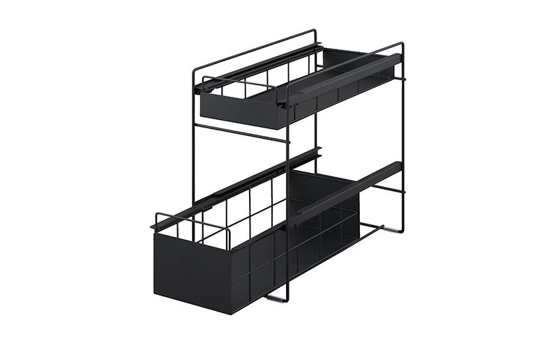 シンク下 収納 引き出し スライド ラック スリム SSR-200 ブラック アイリスオーヤマ 調味料 調味料ラック シンク下収納バスケット 隙間収納 キッチン 台所 収納棚 2段 おしゃれ 省スペース 