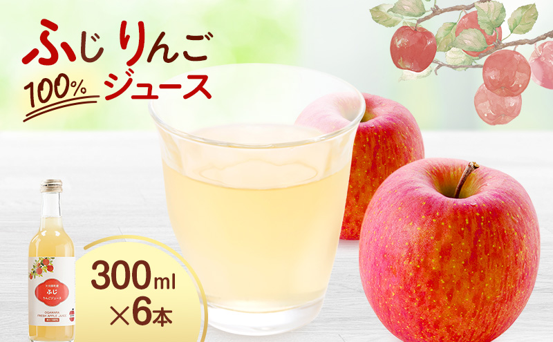 大河原産 「 ふじ 」 りんご ジュース 300ml × 6本 リンゴ 林檎 ジュース りんごジュース リンゴジュース 飲み物 飲料 果実飲料 フルーツ 果物 くだもの ドリンク 大河原町