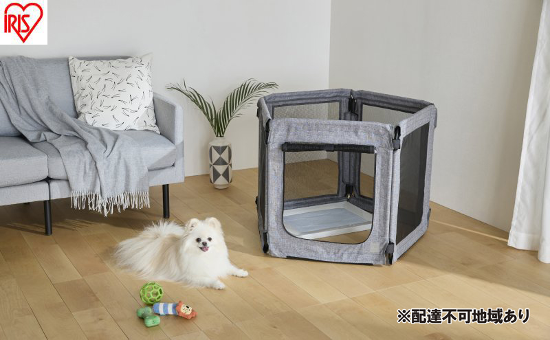 ペット 洗える折りたたみペットサークル AOPS-6P グレー ペットサークル 犬 折りたたみ アイリスオーヤマ  ペットケージ 布製 トイレサークル 洗える コンパクト 軽量 小型