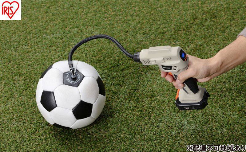 充電式エアコンプレッサ10.8V JAC10TC サンドベージュ 電動空気入れ エアーコンプレッサー 小型 10.8V 充電式 コードレス  アイリスオーヤマ Type-C充電 バッテリー 自転車 自動車 バイク タイヤ ロードバイク ボール 空気入れ 軽量