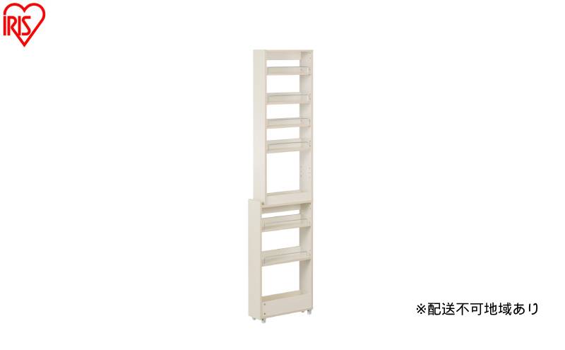 キッチン隙間収納ラック KSRーH140 ホワイト 隙間収納 すきま収納 ラック 14cm キッチンラック スリム キャスター付き ストッカー 収納 おしゃれ パントリー 棚 薄型 冷蔵庫横 洗面所 キッチン収納 アイリスオーヤマ ハイタイプ
