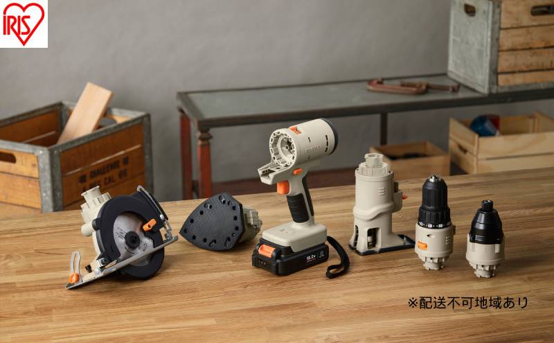 マルチギア 5点セット 18V JM18A5S サンドベージュ 充電式 コードレス ドリルドライバー インパクトドライバー サンダー ジグソー 丸ノコ 穴あけ ネジ締め 切断研磨 USB Type-C DIY 電動工具 アイリスオーヤマ