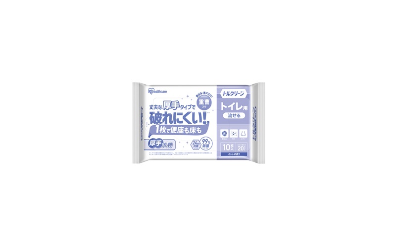 【20枚入り×12個】トルクリーン トイレクリーナー厚手 T-TA20 20枚入り（10枚×2個） トイレ掃除シート 20枚 除菌 抗菌 丈夫 重曹 黄ばみ 汚れ 凹凸エンボス トイレクリーナーシート 使い捨て 流せる 掃除シート アイリスオーヤマ