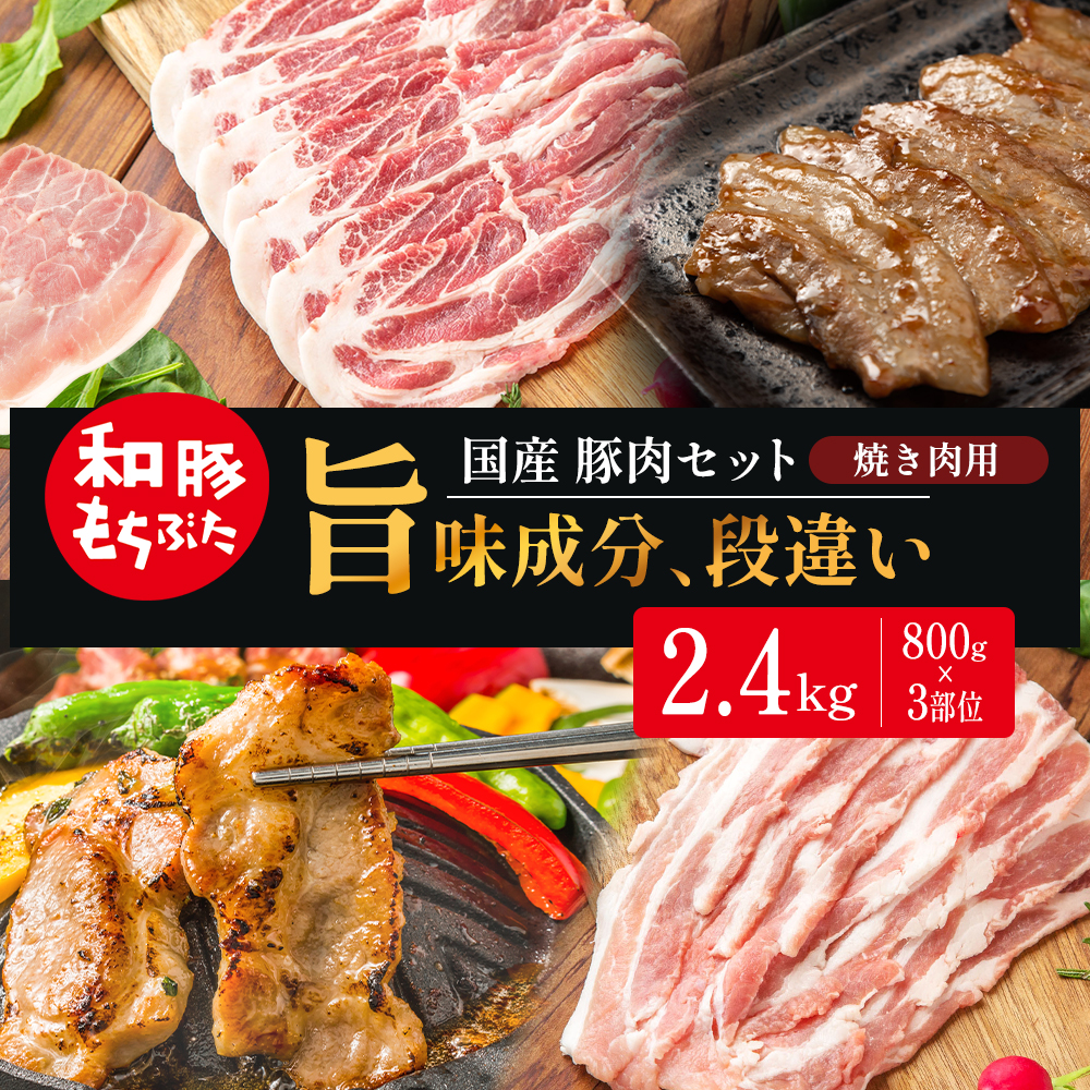 和豚もちぶた 焼肉用 800g×3部位 豚バラ 肩ロース モモ