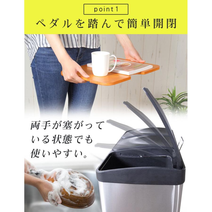 ゴミ箱 45リットル 15L×3 分別 ペダル ステンレス 蓋付き ペダル開閉式 ダストボックス 45L 3分別 四角 シルバー キッチン リビング 一人暮らし シンプル おしゃれ 分別用ゴミ箱 SunRuck SR-MHS292