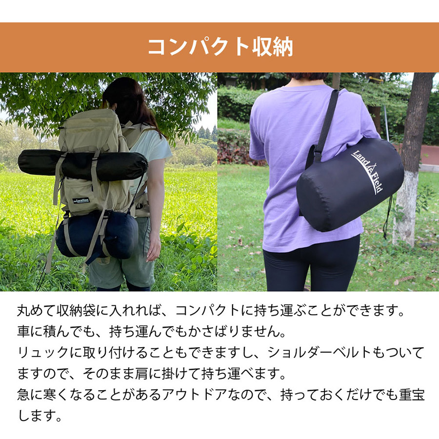 Land Field アウトドアブランケット キャンプ アウトドア ブランケット 大判 ひざ掛け 毛布 キャンピング毛布 防災 防災用品 ポンチョ 丸洗い可 洗濯 キャンプ用品 寝具 おしゃれ  W200×D140cm LF-OB014-BK