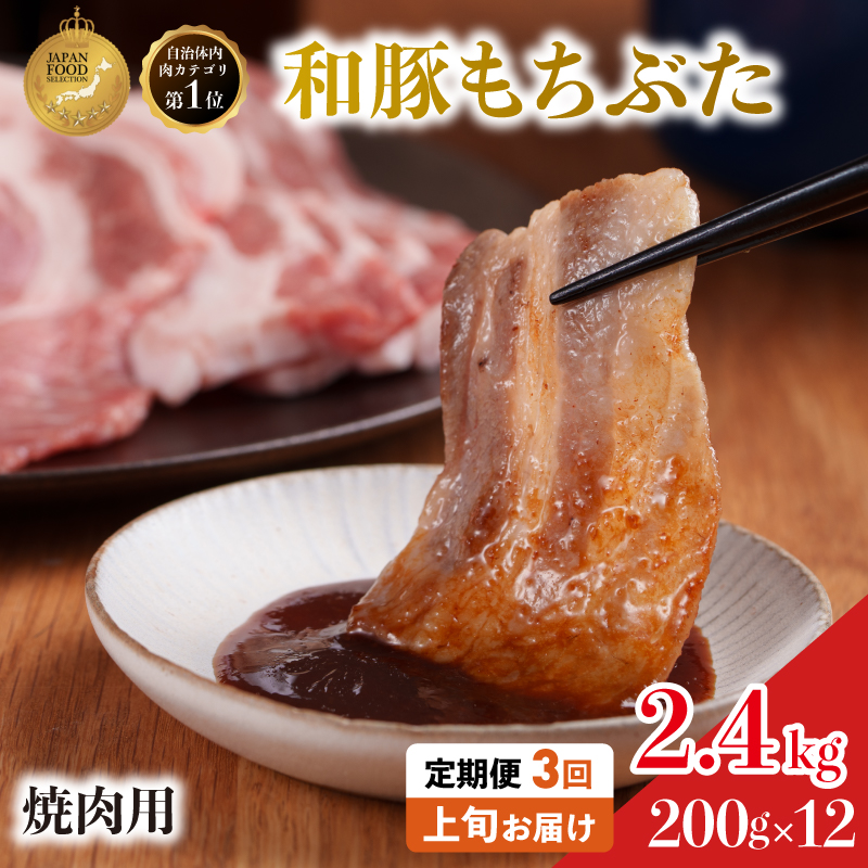 【定期便3回】焼肉用 豚バラ 和豚もちぶた 200g×12 (2.4kg) 豚肉