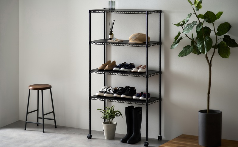 カラーメタルラック ウッドボード付き CMM-75144B ブラック スチールラック メタルラック カラー ウッドボード付き 収納 キッチン リビング おしゃれ アイリスオーヤマ