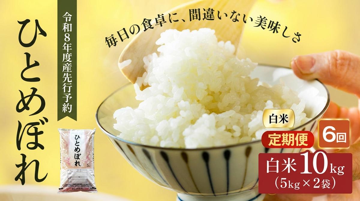 令和8年産 新米 ひとめぼれ 10kg ( 5kg × 2袋 ) 6ヵ月 定期便 先行予約 米 お米 白米 精米 こめ コメ 令和8年 宮城県産