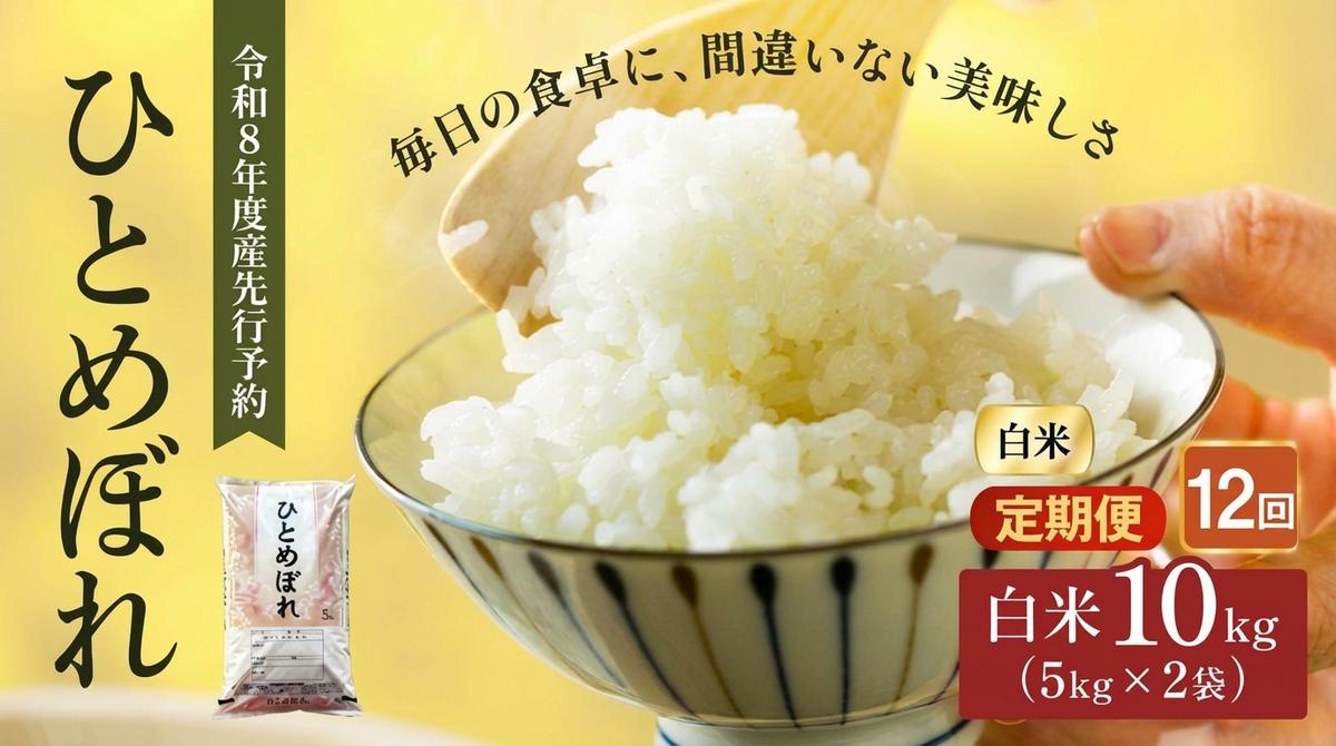 令和8年産 新米 ひとめぼれ 10kg ( 5kg × 2袋 ) 12ヵ月 定期便 先行予約 米 お米 白米 精米 こめ コメ 令和8年 宮城県産