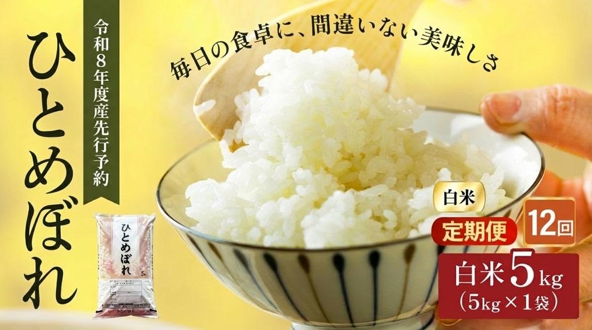 令和8年産 新米 ひとめぼれ 5kg 12ヵ月 定期便 先行予約 米 お米 白米 精米 こめ コメ 令和8年 宮城県産