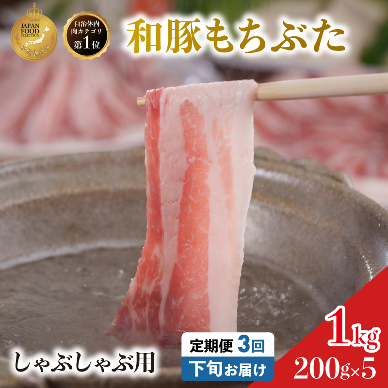 毎月下旬お届け 3回 しゃぶしゃぶ用 豚バラ すき焼き 和豚 もちぶた 200g×5 (1kg) 豚肉 ポーク 肉 豚 国産 宮城県産 小分け バラ肉 豚バラ肉 ストック 精肉
