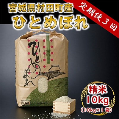 2023年4月発送開始『定期便』ひとめぼれ 精米10kg 宮城県村田町産全3回【5123550】