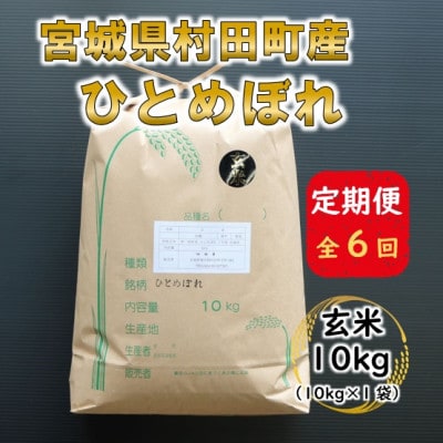 【毎月定期便】宮城県村田町産ひとめぼれ　玄米10kg(10kg×1)全6回【4060600】