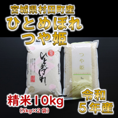 令和5年産 ひとめぼれ・つや姫 精米10kg(5kg×2) 食べ比べ 宮城県村田町産【1241457】