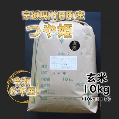 令和6年産 つや姫 玄米10kg(10kg×1) 宮城県村田町産【1576563】