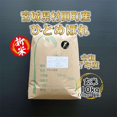 【新米】令和7年産 ひとめぼれ 玄米10kg 宮城県村田町産【1545917】