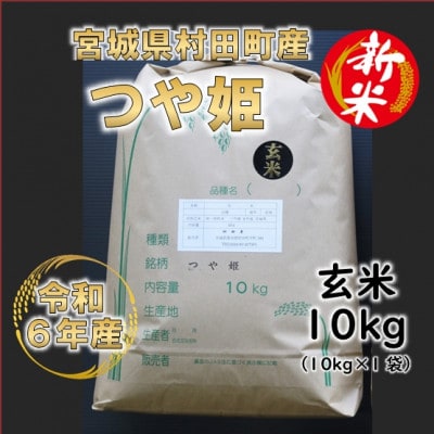 【新米】令和6年産 つや姫 玄米10kg(10kg×1) 宮城県村田町産【1576563】