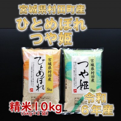 令和6年産 ひとめぼれ・つや姫 精米10kg(5kg×2) 食べ比べ 宮城県村田町産【1241457】