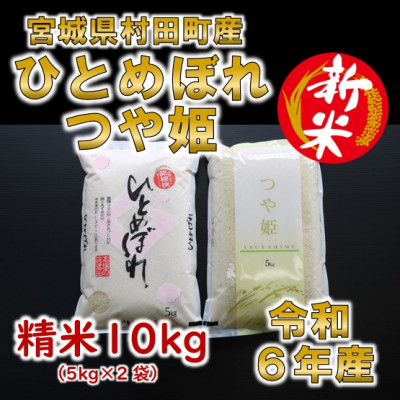 【新米】令和6年産 ひとめぼれ・つや姫 精米10kg(5kg×2) 食べ比べ 宮城県村田町産【1241457】