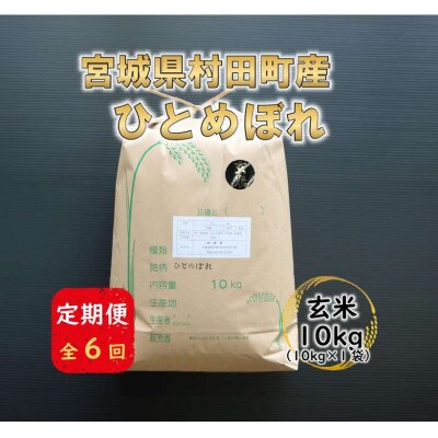 【毎月定期便】宮城県村田町産ひとめぼれ　玄米10kg(10kg×1)全6回【4081480】