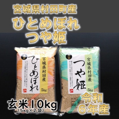 令和6年産 ひとめぼれ・つや姫 玄米10kg(5kg×2) 食べ比べ 宮城県村田町産【1241458】