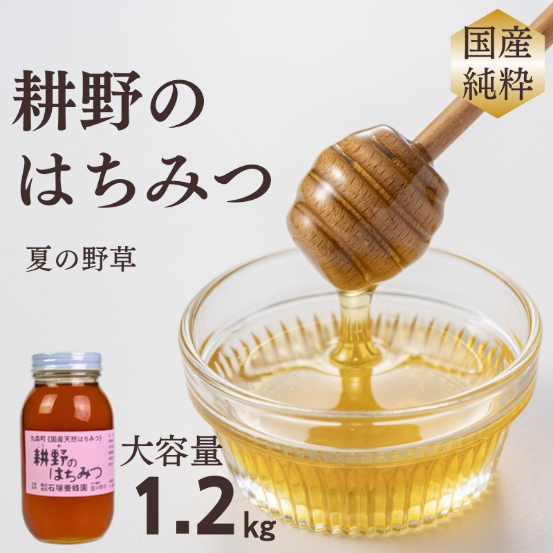 訳あり！大容量サイズ！　丸森町　耕野のはちみつ『夏の野草』1200g×1本 ｜はちみつ 蜂蜜 国産 純粋 無添加 ハニー honey 訳あり 大容量 業務用 1.2kg 1200g 健康 美容【2101102】