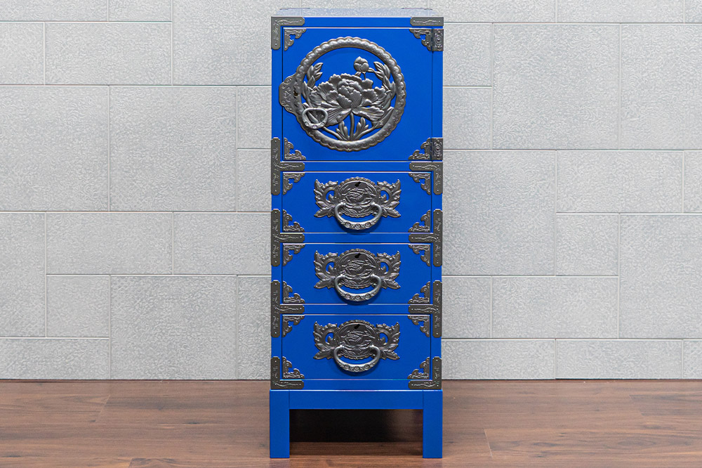 仙台箪笥 35巾脚付すきまチェスト 藍色漆塗り KB-120BD（お申込書返送後3ヵ月〜8ヵ月程度でお届け）